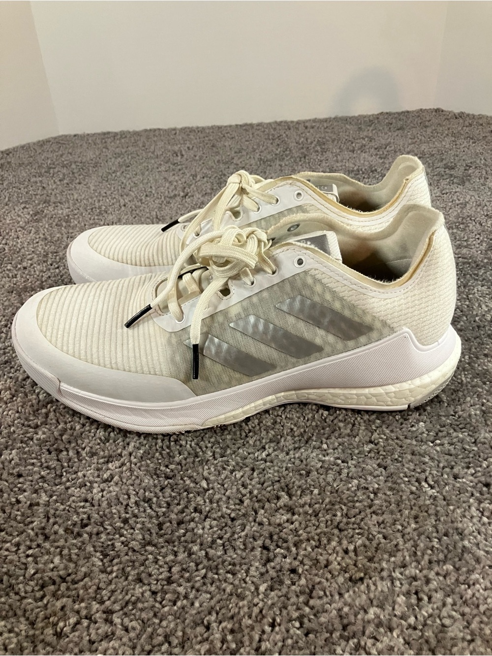 Adidas Crazyflight Volleyball Womens Size 8 Shoes Cloud White Silver
